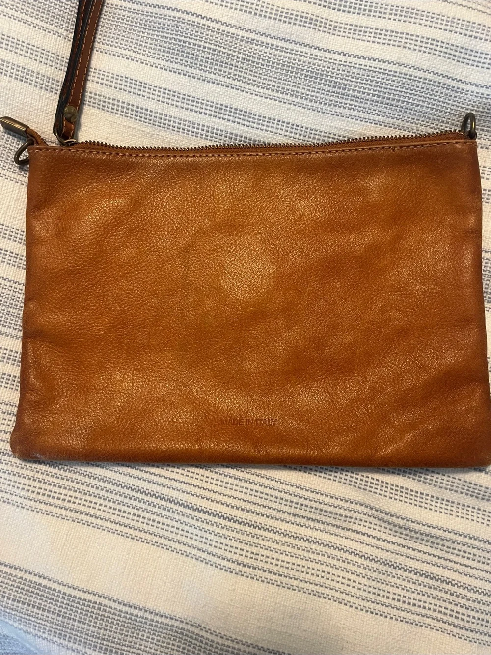 Pratesi Firenze Leather Studded Clutch in Cognac Brown